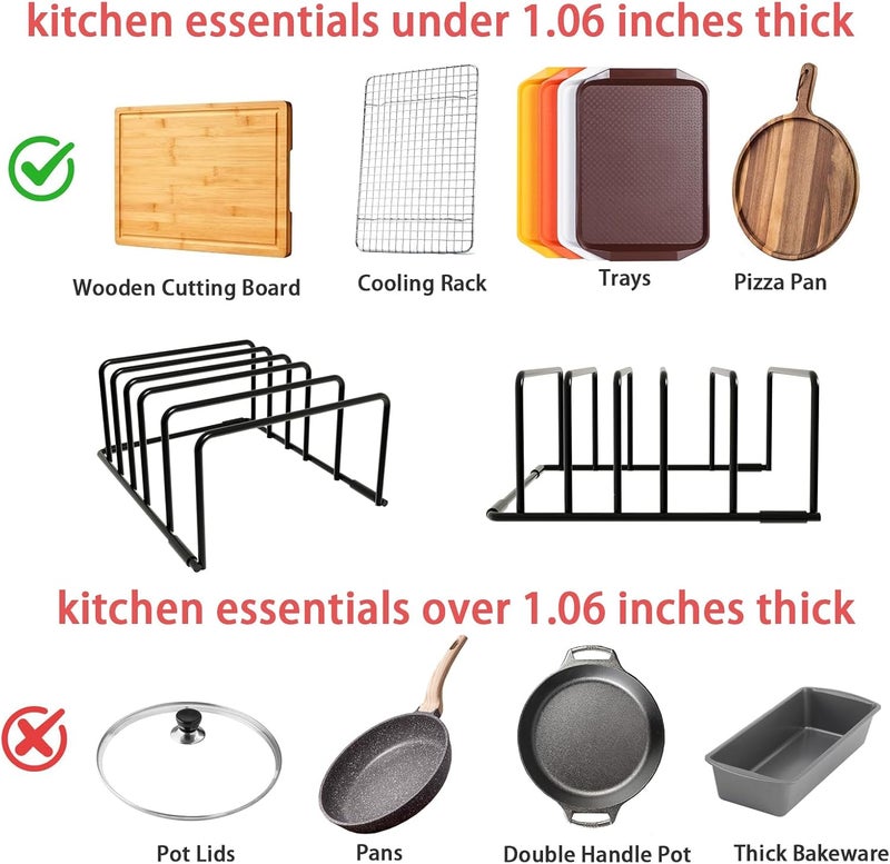 PAJWITHL cookie sheet organizer for cabinet for Cutting Boards Baking Sheets, Cookie Pans, Cooling Small Racks Storage Stand and Bakeware,Kitchen Cabinet Countertop Organizer (Black - 2Pack) - Image 5